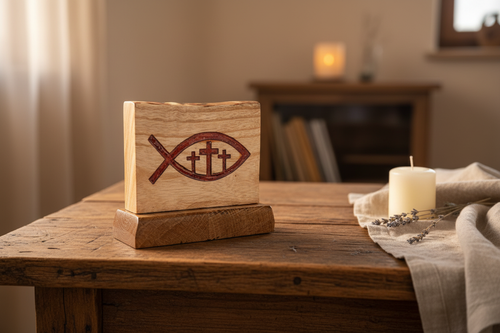 Decor "fish'n'crosses" on a rustic table
