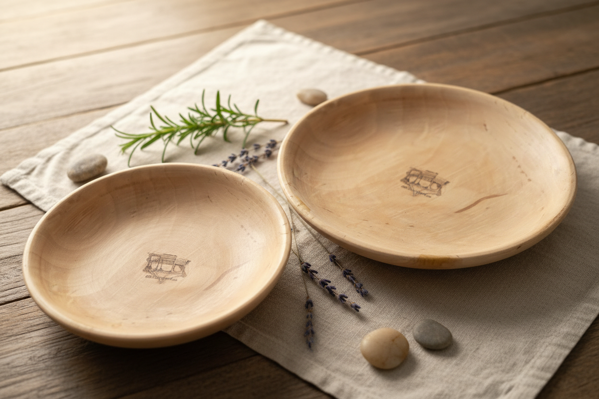 Farfurii decorative din lemn strunjit - styled product photo